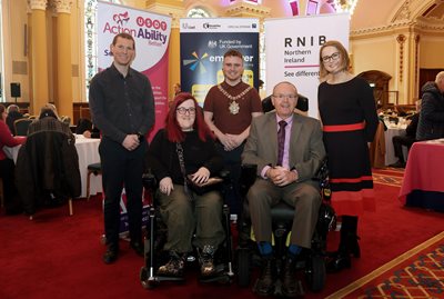 Five people including the Lord Mayor in City Hall for a special event to celebrate International Day of Disabled People