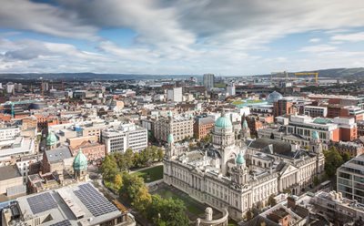 Aerial view of Belfast city centre.