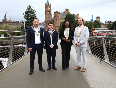 Lord Mayor of Belfast, Councillor Micky Murray, with the Mayors of Newry, Mourne and Down, Lisburn and Castlereagh and Derry City and Strabane.