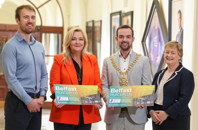 Lord Mayor of Belfast, Councillor Micky Murray, Gina McIntyre, SEUPB, Chris Gardner, the Executive Office, and Bairbre Nic Aongusa, Department of Rural and Community Development.