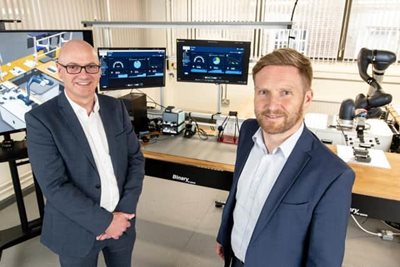 Paul Malcolmson, regional manager Northern Ireland, Innovate UK and professor Sam Turner, Interim CEO, Advanced Manufacturing Innovation Centre