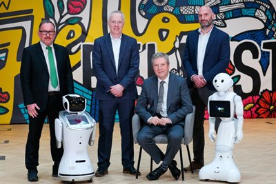 From left, Archie Clements, Queen’s University, Dónal Durkan, Invest NI, Professor Liam Maguire, Ulster University and Keith Forster, Department for the Economy